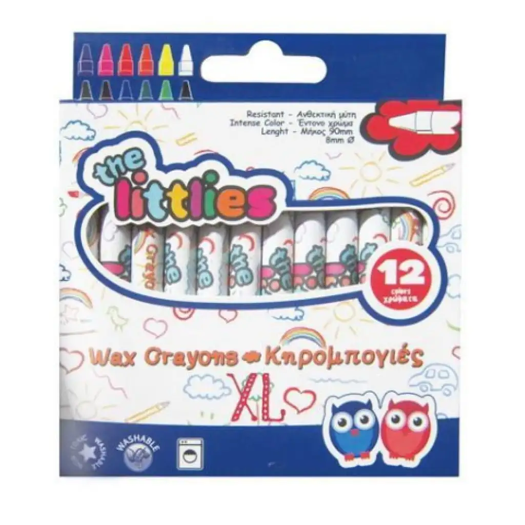 The Littlies: XL 12er-Set bunte Wachsmalstifte