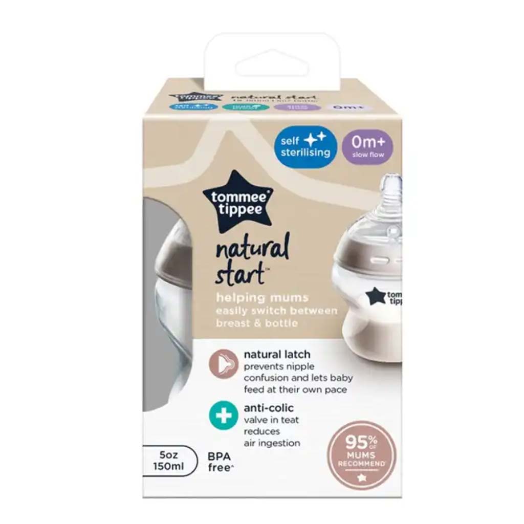 Tommee Tippee: Closer To Nature transparente Babyflasche 150 ml (0 Monate+)