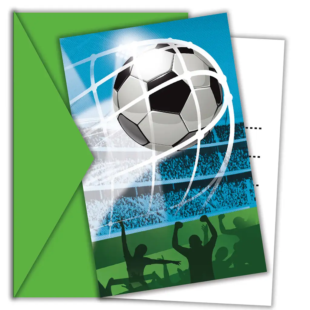 Torjubel-Fußballparty-Einladung mit Umschlag, 6er-Set