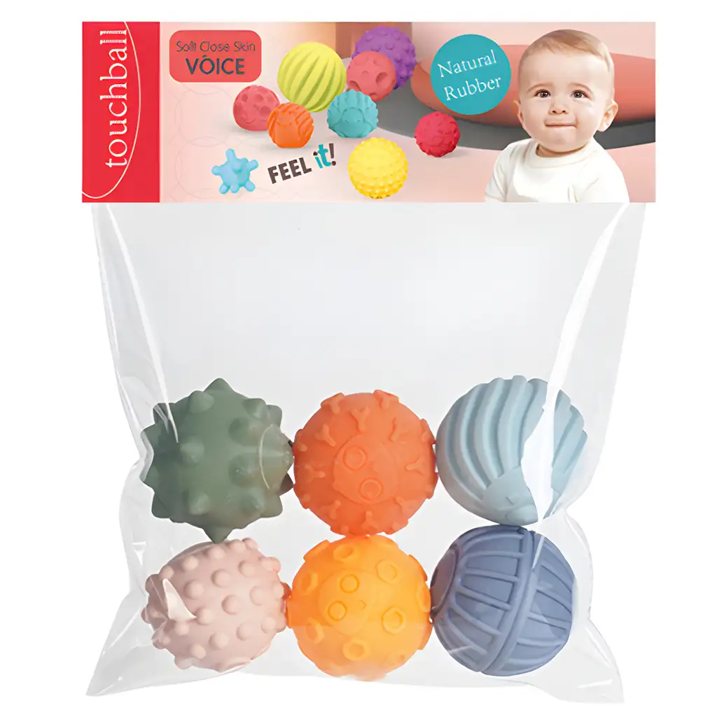Touchball: 6-teiliges Ballset zur Förderung des Tastsinns in Pastellfarben