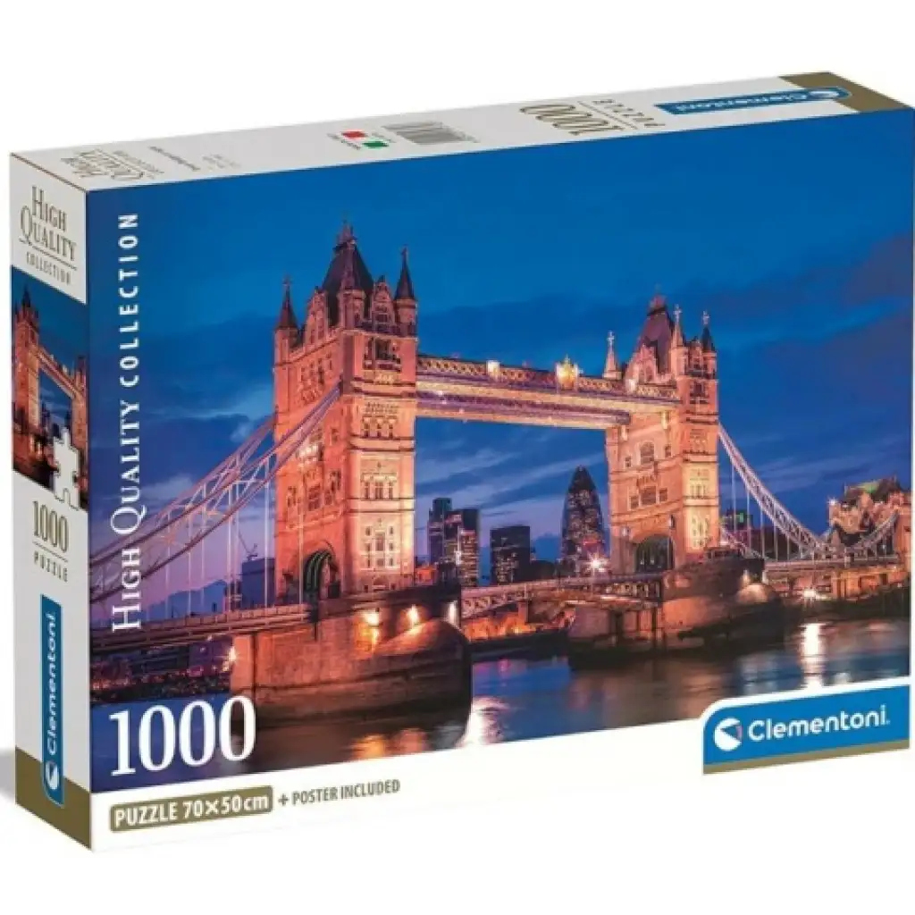 Tower Bridge bei Nacht HQC 1000-teilige Puzzle mit Poster - Clementoni