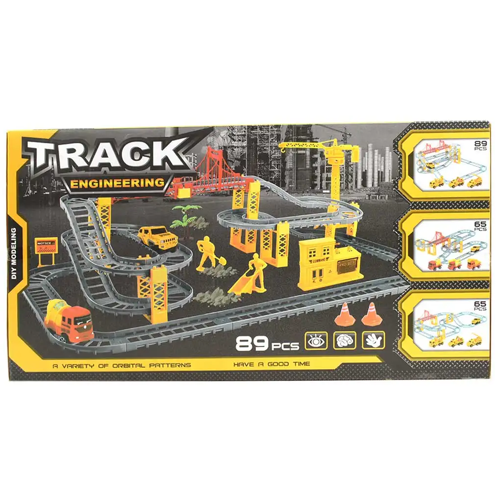 Track Engineering Rennstrecken-Set mit Baumaschinen und Arbeitern, 89-teiliges Set kép 2