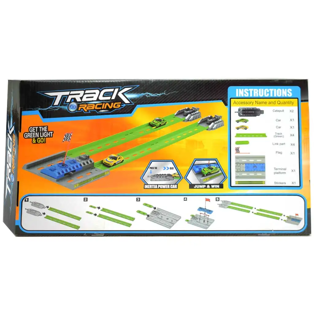 Track Racing: Beschleunigungsrennstrecke mit Zielflagge und 2 kleinen Autos im Maßstab 1/64 kép 2