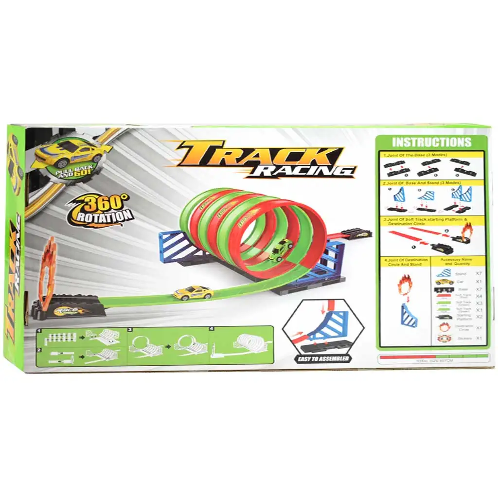 Track Racing: Spiral-Rennstrecken-Set mit 6 Stück 360-Grad-Schleifen und 1 Stück kleinem Auto 1/64 kép 2