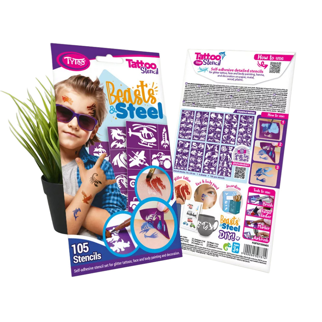 TyToo: Beasts & Steel Glitzertattoo Schablonenset