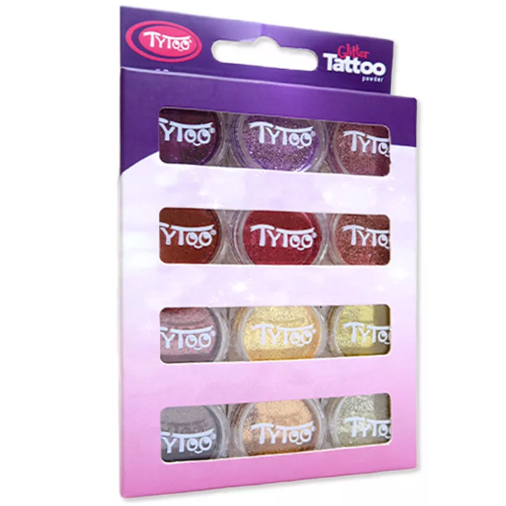 TyToo: Glitzerpuder-Set in warmen Farben, 12 x 2,5 ml