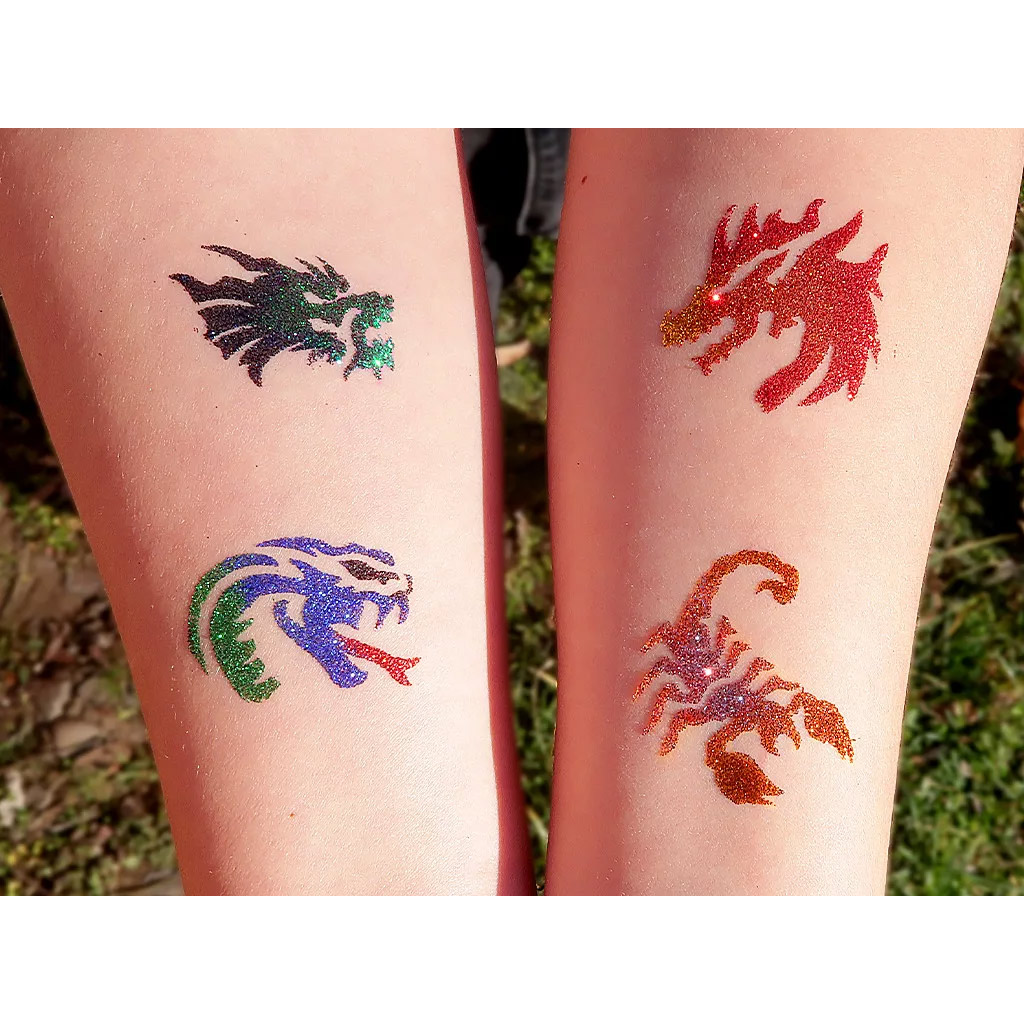TyToo: Glitzertattoo Schablonenset Drachen und Echsen, 21 Stück kép 4