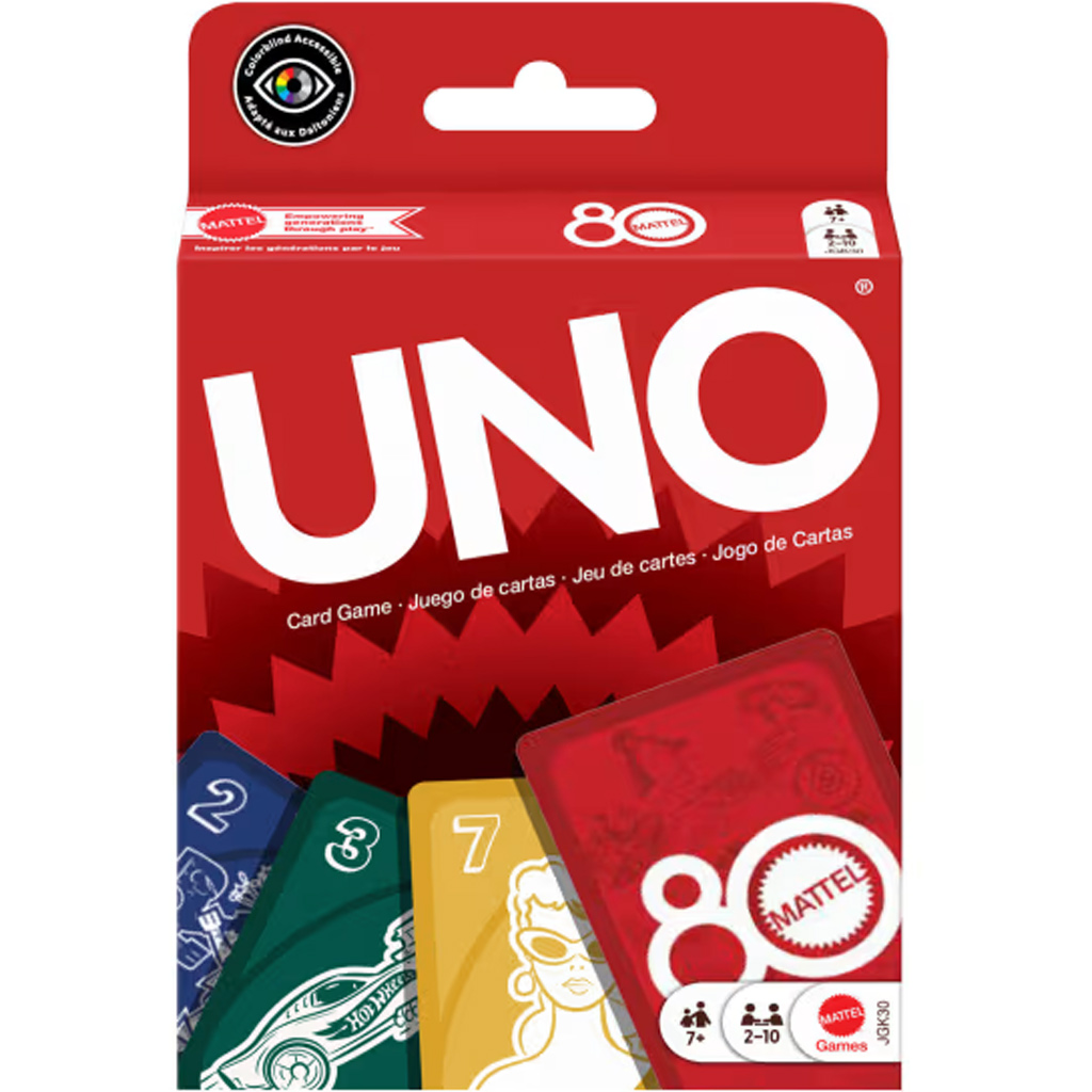 UNO Kartenspiel 80 Jahre Rubinrote Edition