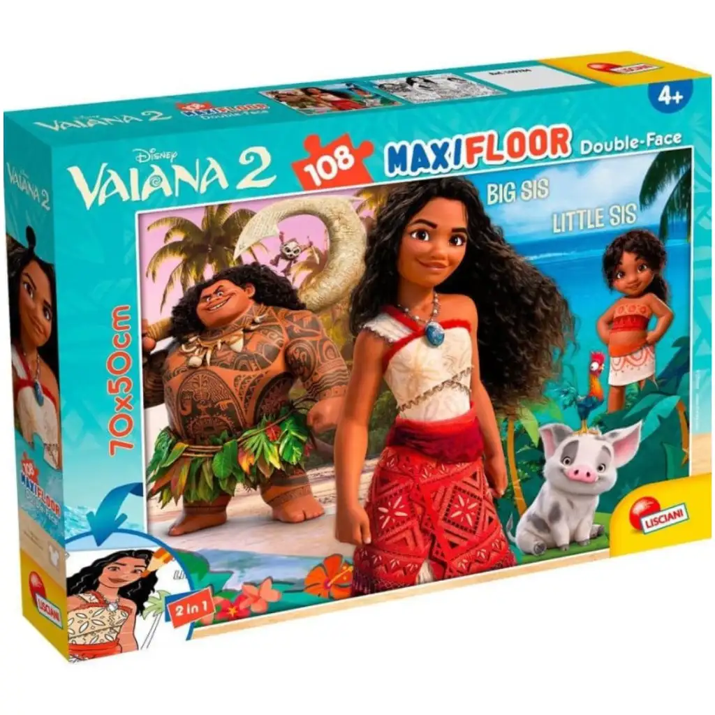 Vaiana 2 2-in-1 Puzzle und Malset mit 108 Teilen, 70x50cm – Lisciani