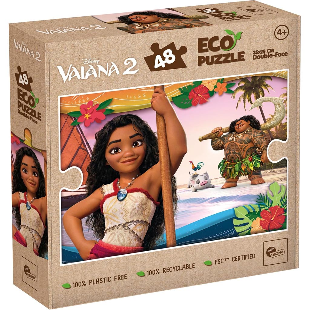 Vaiana 2 Abenteuer auf dem Meer 2-in-1 48-teilige Eco Mini Puzzle und Malbild 35x25cm – Lisciani