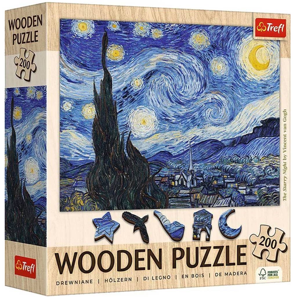 Van Gogh: Sternennacht 200-teiliges Holzpuzzle – Trefl