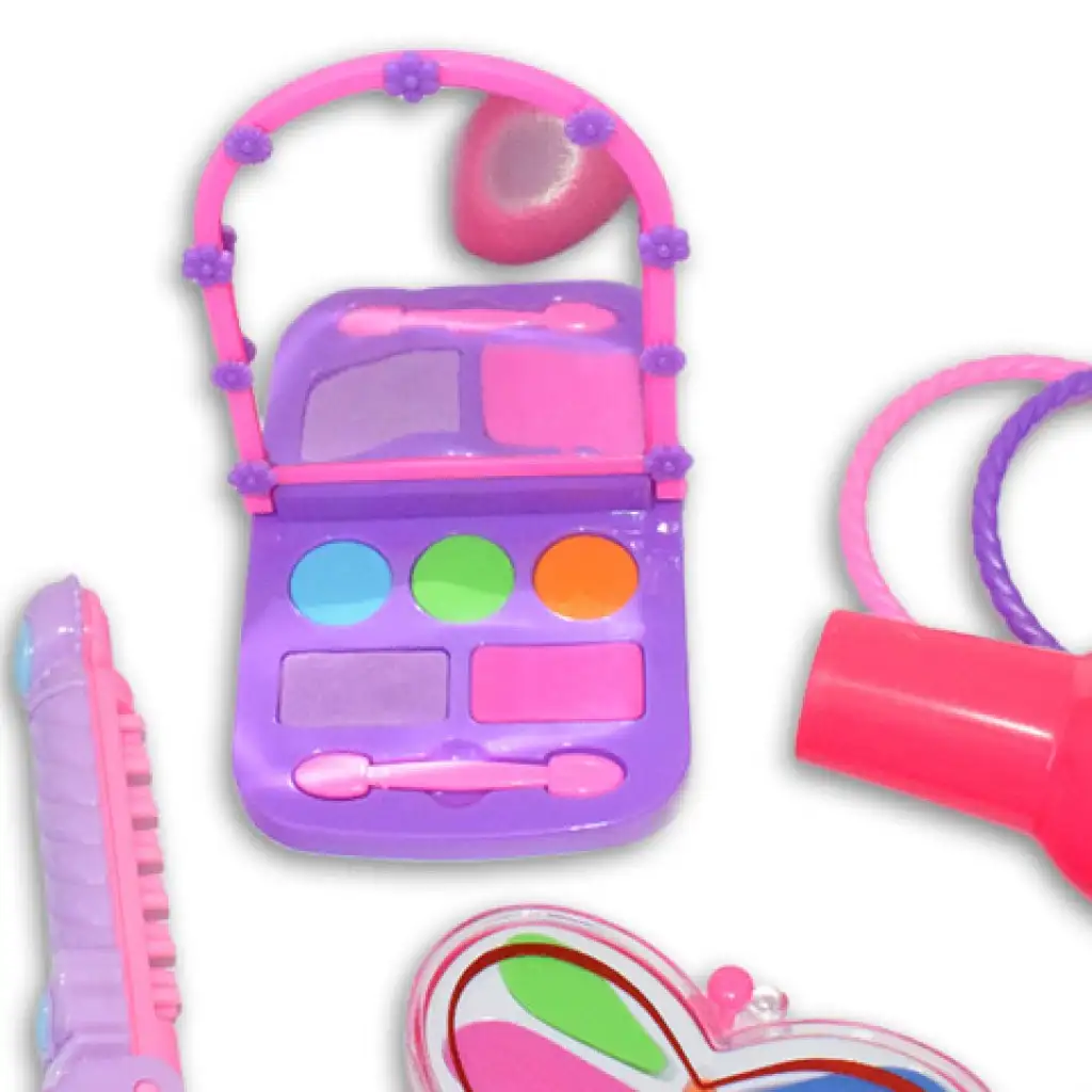 Vouge Girl - Rosa 9-teiliges Schönheitset mit Spiel-Make-up-Paletten, Haartrockner und Zubehör kép 3