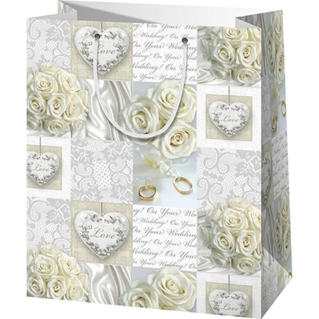 Weiße Hochzeitgeschenktasche 11x6x14cm