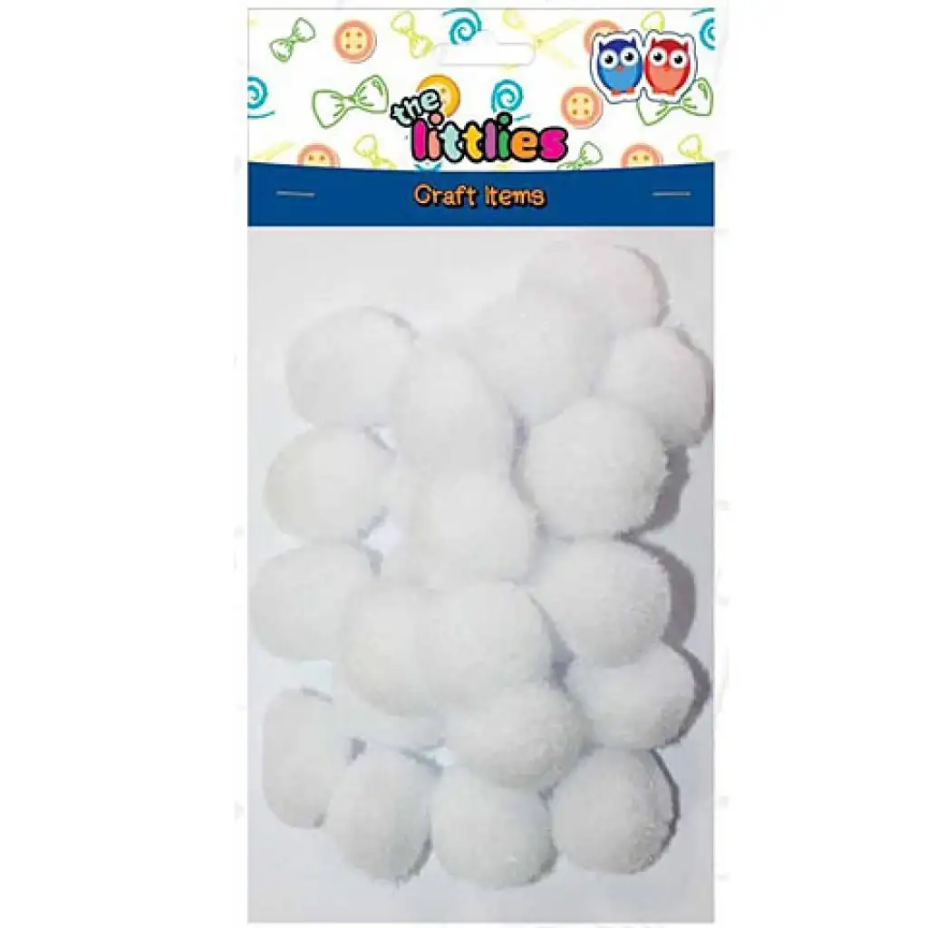 Weißes Pompon-Set 25mm 25 Stück