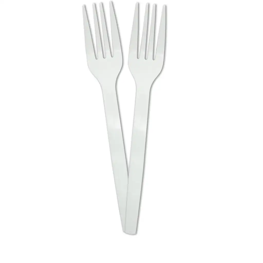 Weißes wiederverwendbares Gabel-Set, 10 Stück