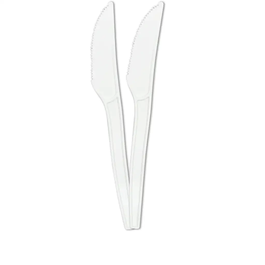 Weißes wiederverwendbares Messerset, 10-teilig