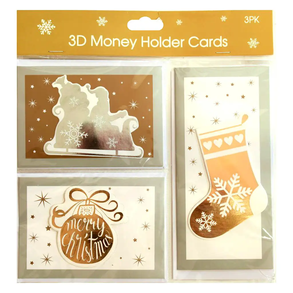 Weihnachtliches 3D-Grußkartenset mit Umschlag, 3 Stück in verschiedenen Ausführungen kép 5