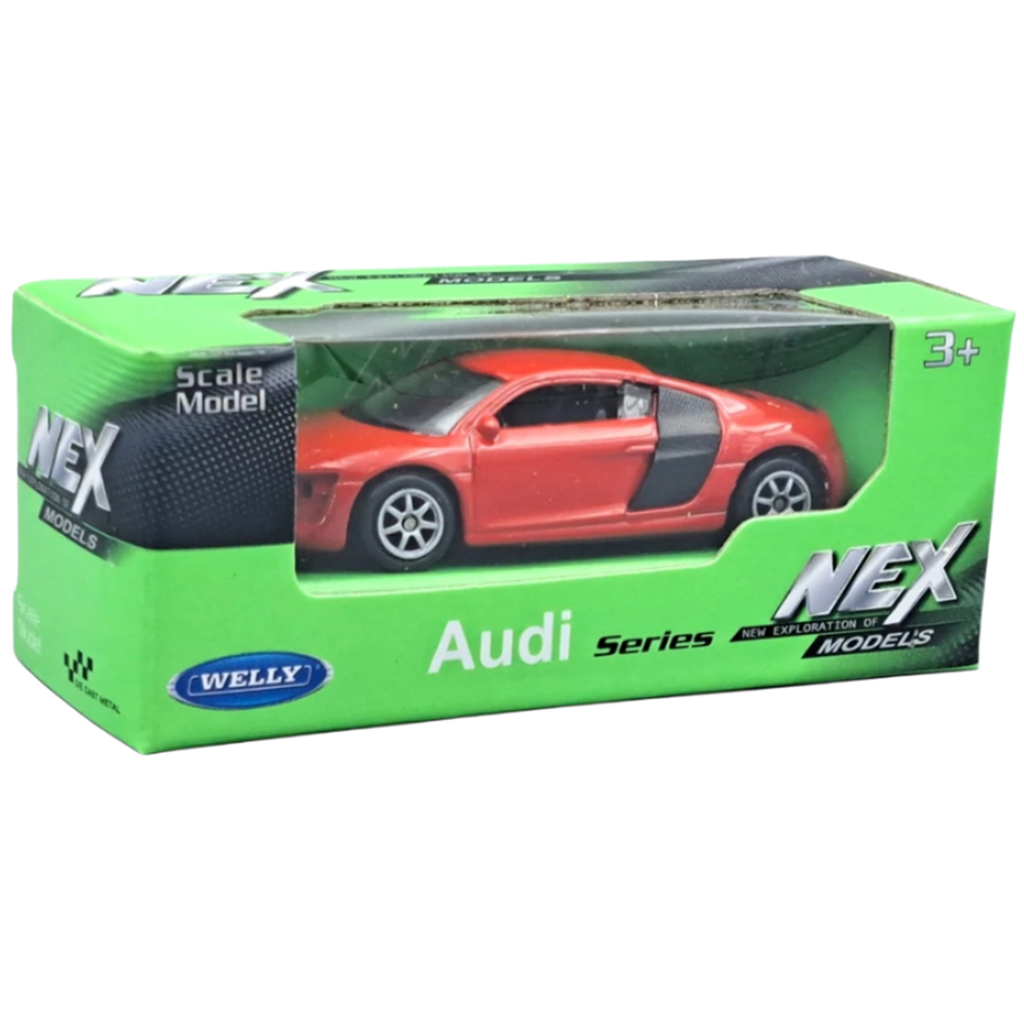 Welly: Audi R8 V10 rotes Spielzeugauto Modell 1/64 kép 1