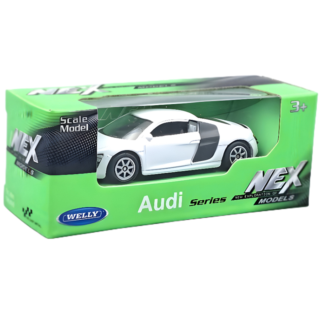Welly: Audi R8 V10 weißes Spielzeugauto Modell 1/64 kép 1