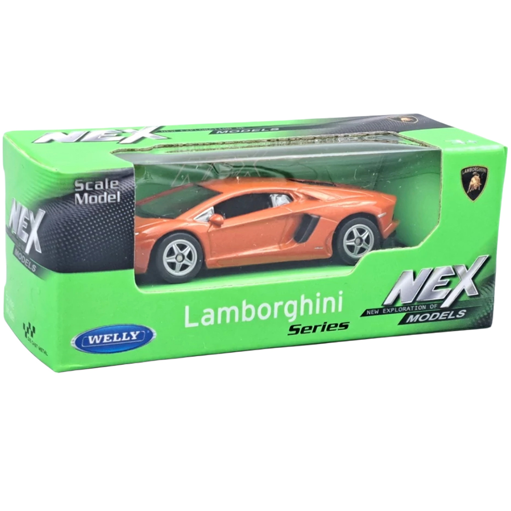 Welly: Lamborghini Aventador orange Metall-Spielzeugauto Modell 1:64 kép 1