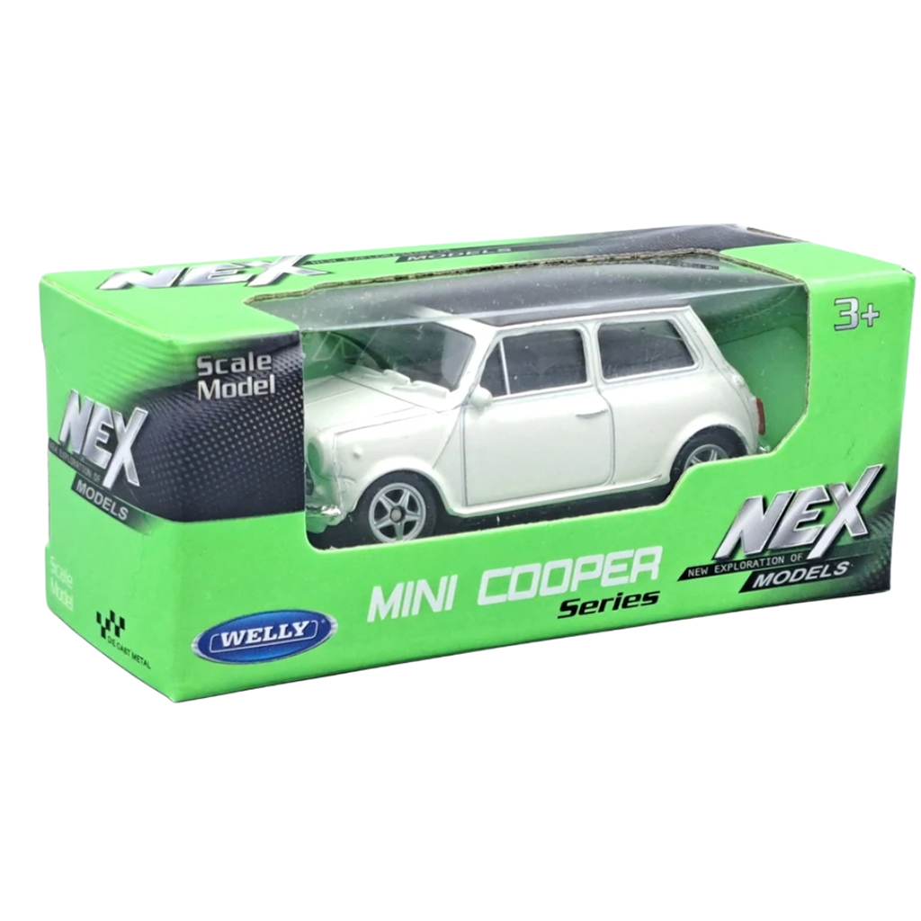 Welly: Mini Cooper 1300 weiß Metallmodellauto 1:64 kép 1