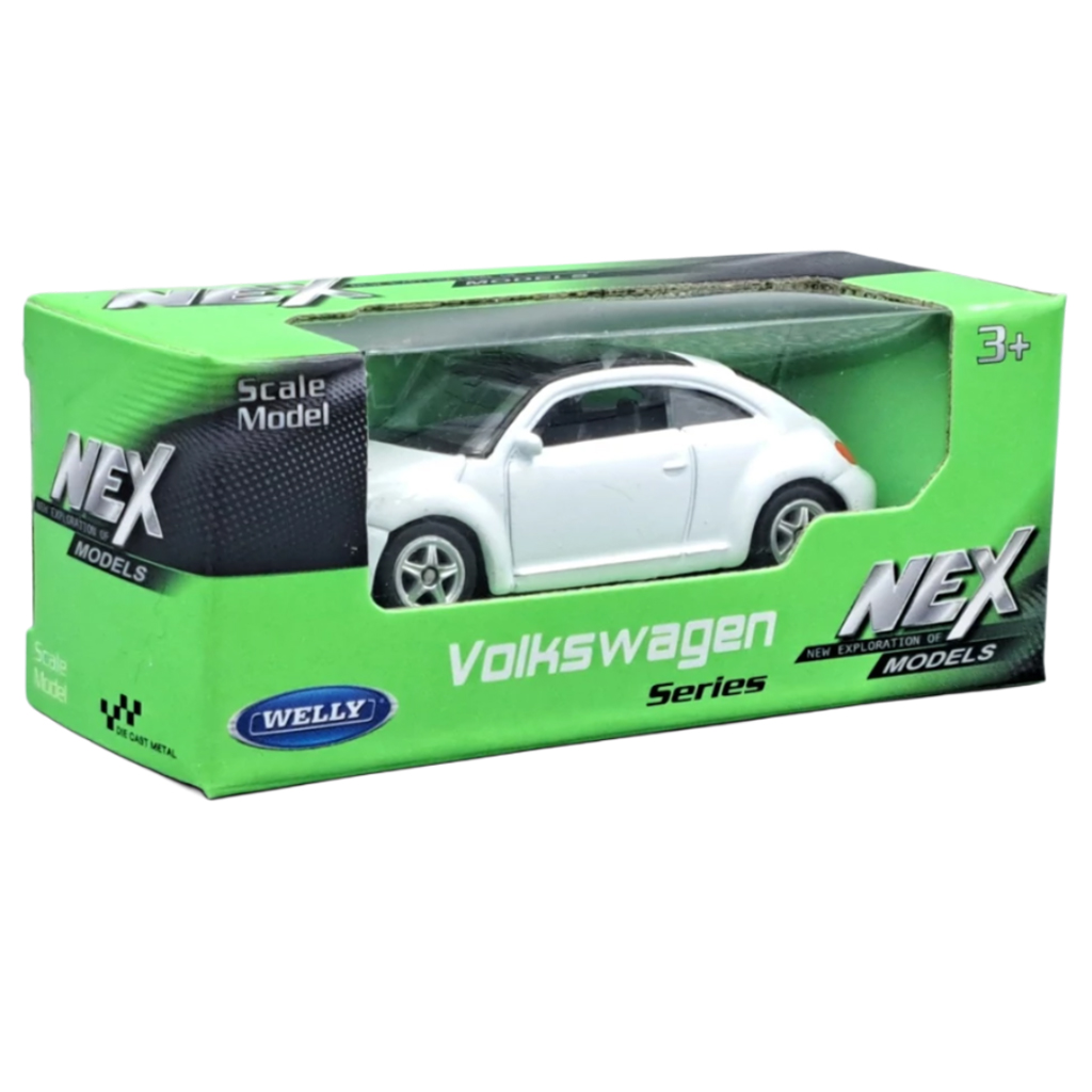 Welly: Volkswagen-Käfer Modellauto weiß 1/64 kép 1