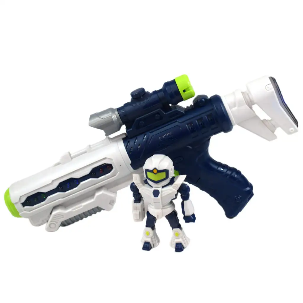 Weltraumwaffe: Projektor-Raumwaffe mit Roboterfigur, Licht und Ton, 34 cm kép 3