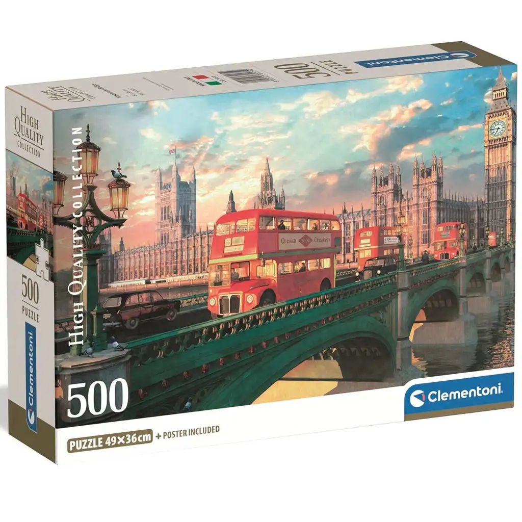 Westminster-Brücke im Sonnenuntergang 500-teiliges HQC Kompaktpuzzle - Clementoni