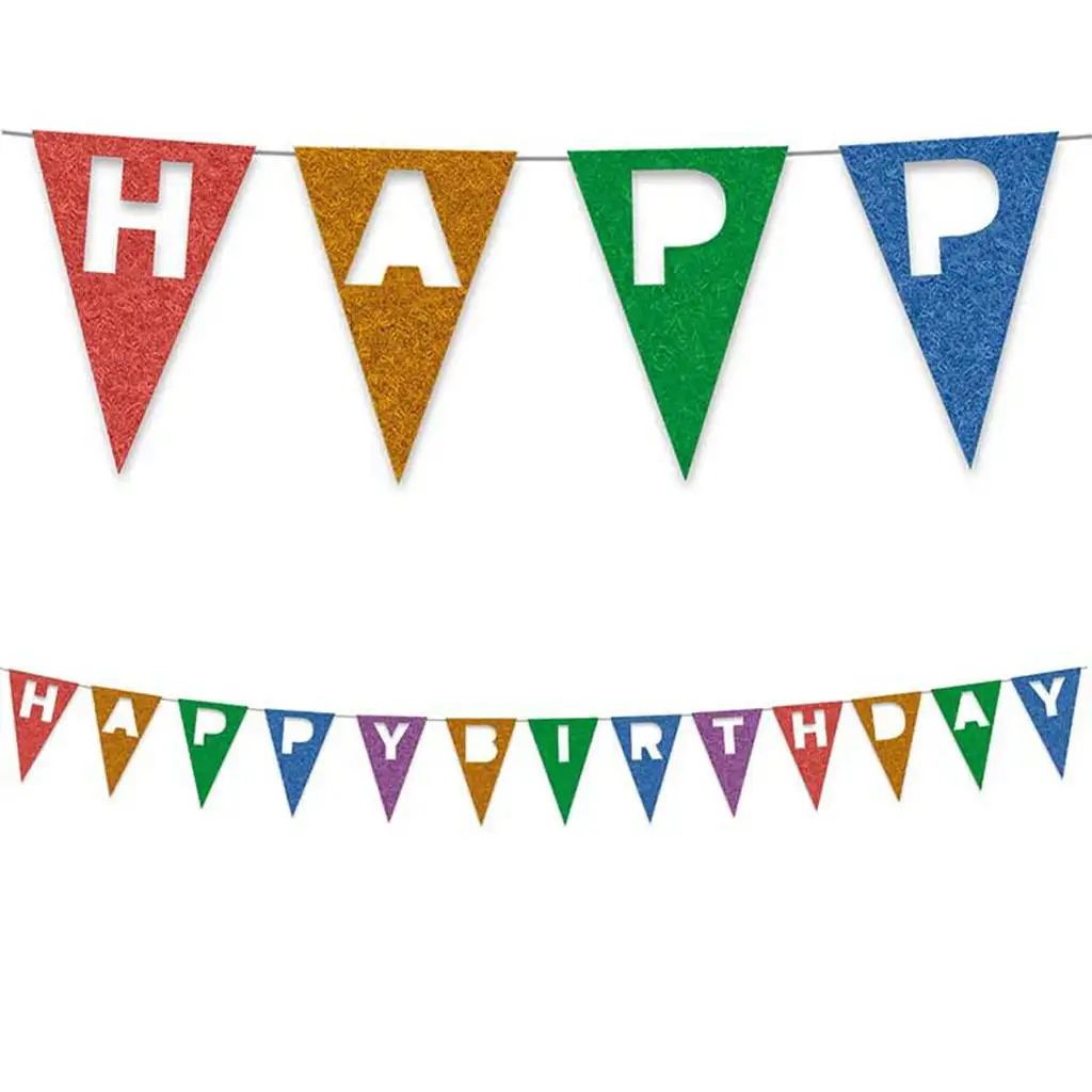 Wiederverwendbares buntes Banner mit der Aufschrift "Happy Birthday", 200 cm