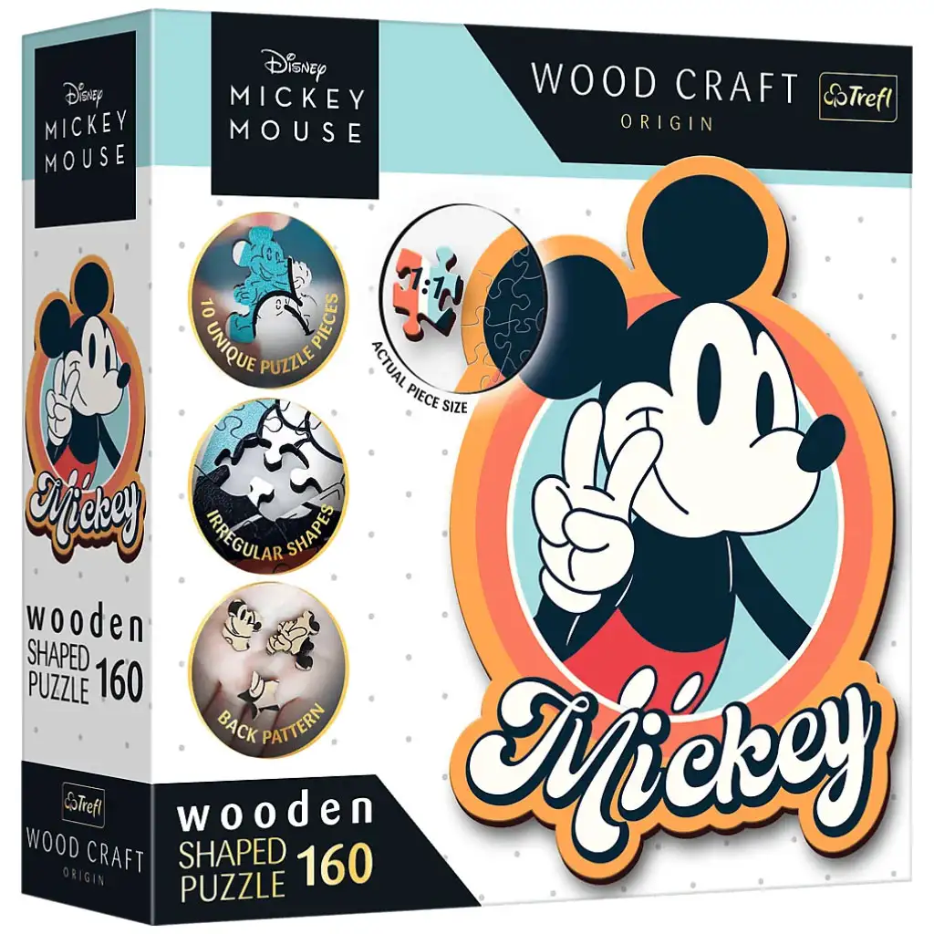 Wood Craft: Disney - Retro Mickey Maus 160-teiliges Premium-Holzpuzzle - Trefl