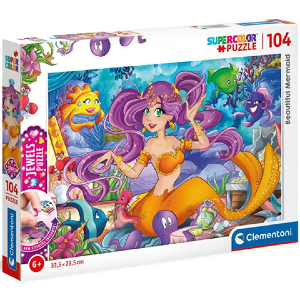Wunderschöne Meerjungfrau Supercolor Schmuck-Puzzle 104 Teile - Clementoni