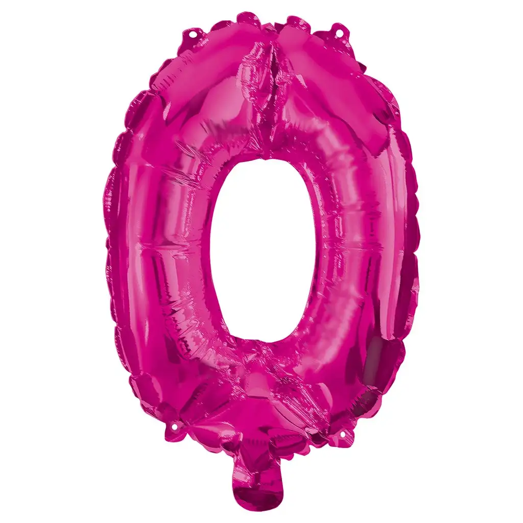 Zahlreiche Folienballons in Pink – Zahl 0, 96 cm
