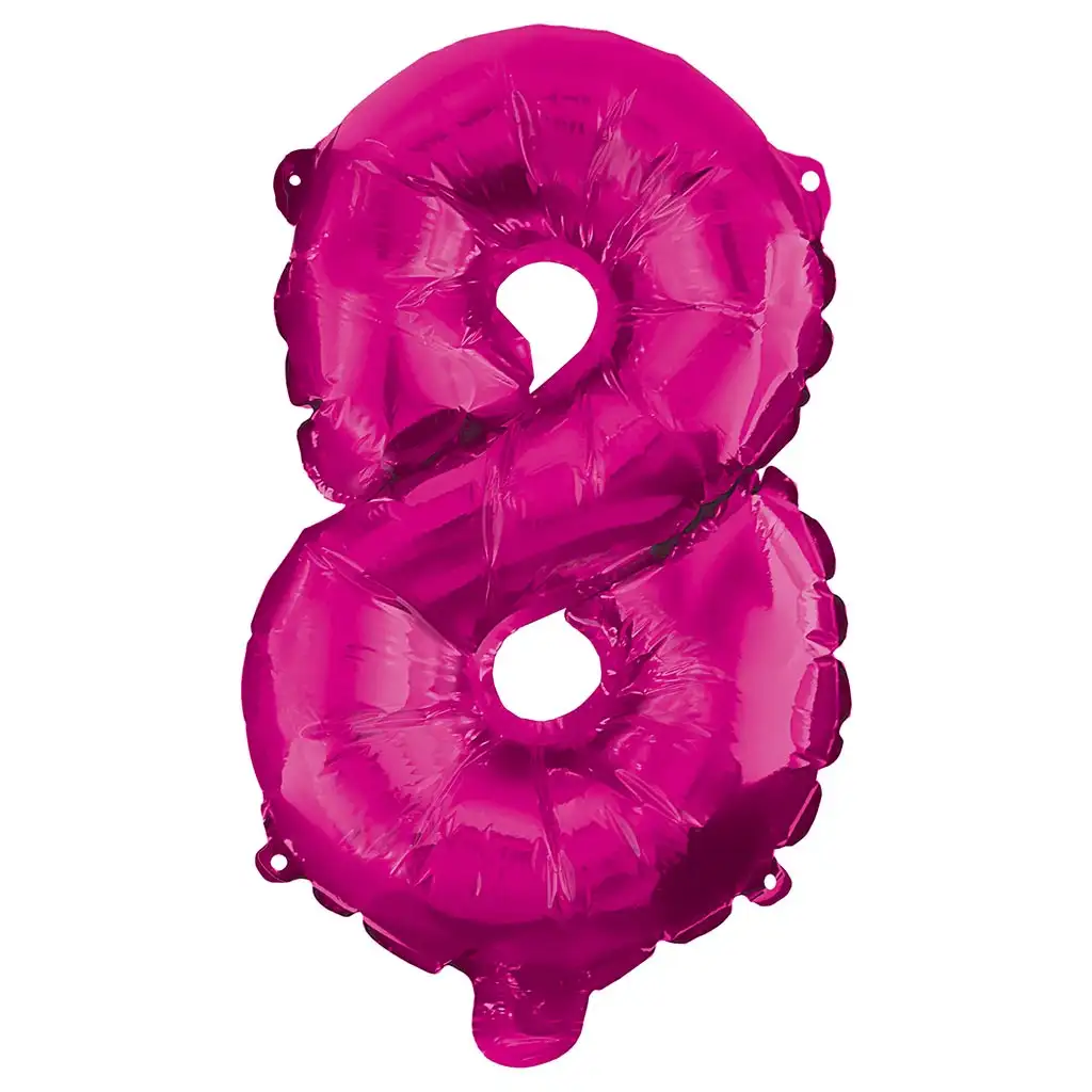 Zahlreiche Folienballons in Pink – Zahl 8, 96 cm