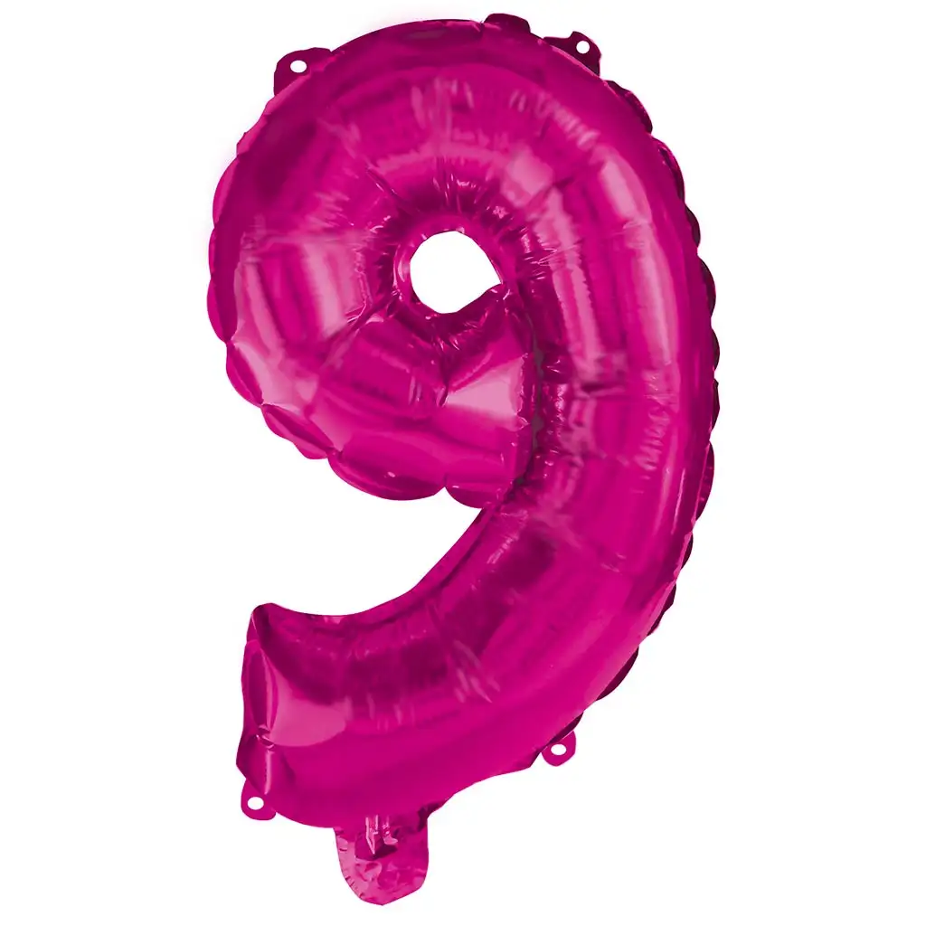 Zahlreiche Folienballons in Pink – Zahl 9, 96 cm