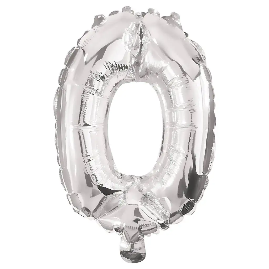 Zahlreiche Folienballons in Silber – Zahl 0, 86 cm