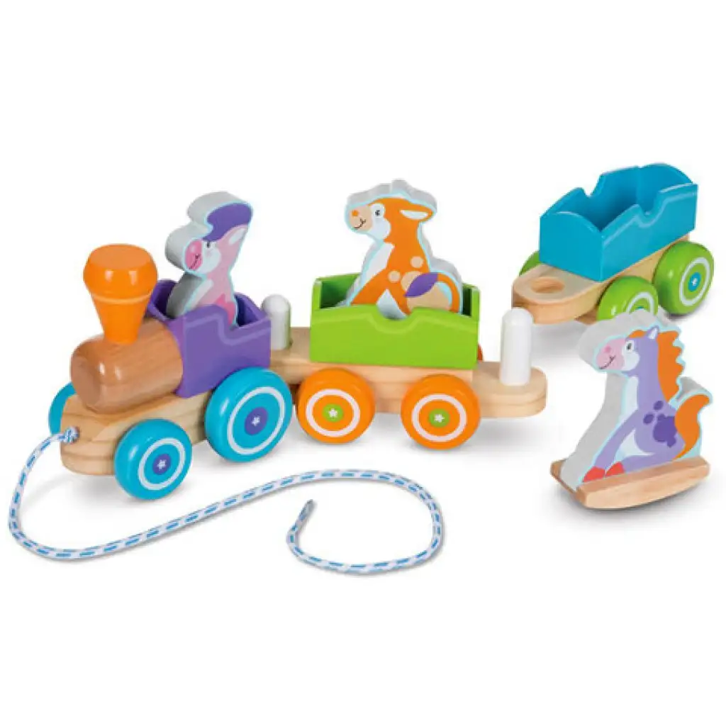 Zug aus Holz mit Bauernhoftieren - Melissa & Doug kép 3