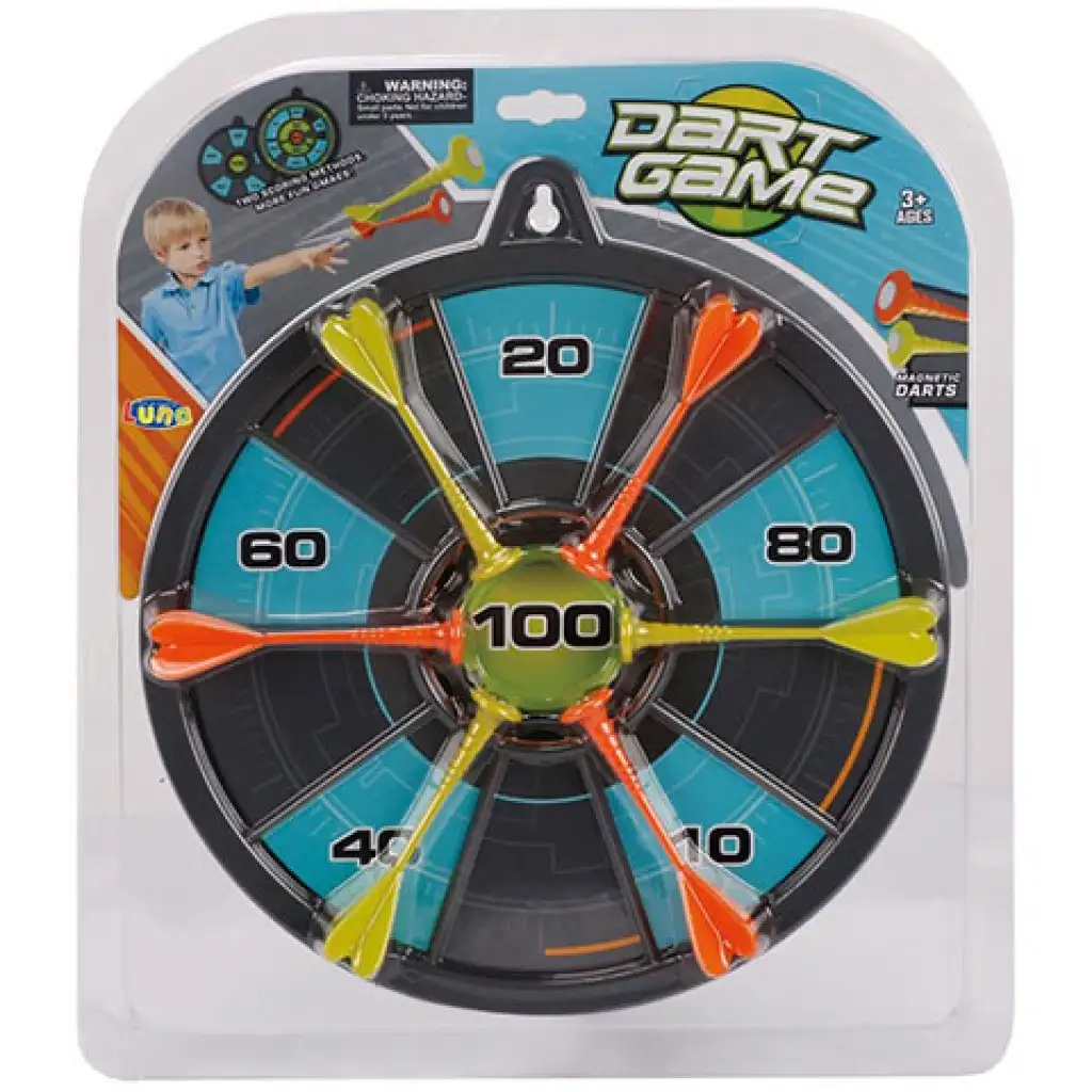 Zweiseitige Dartscheibe mit Saugnapfpfeilen