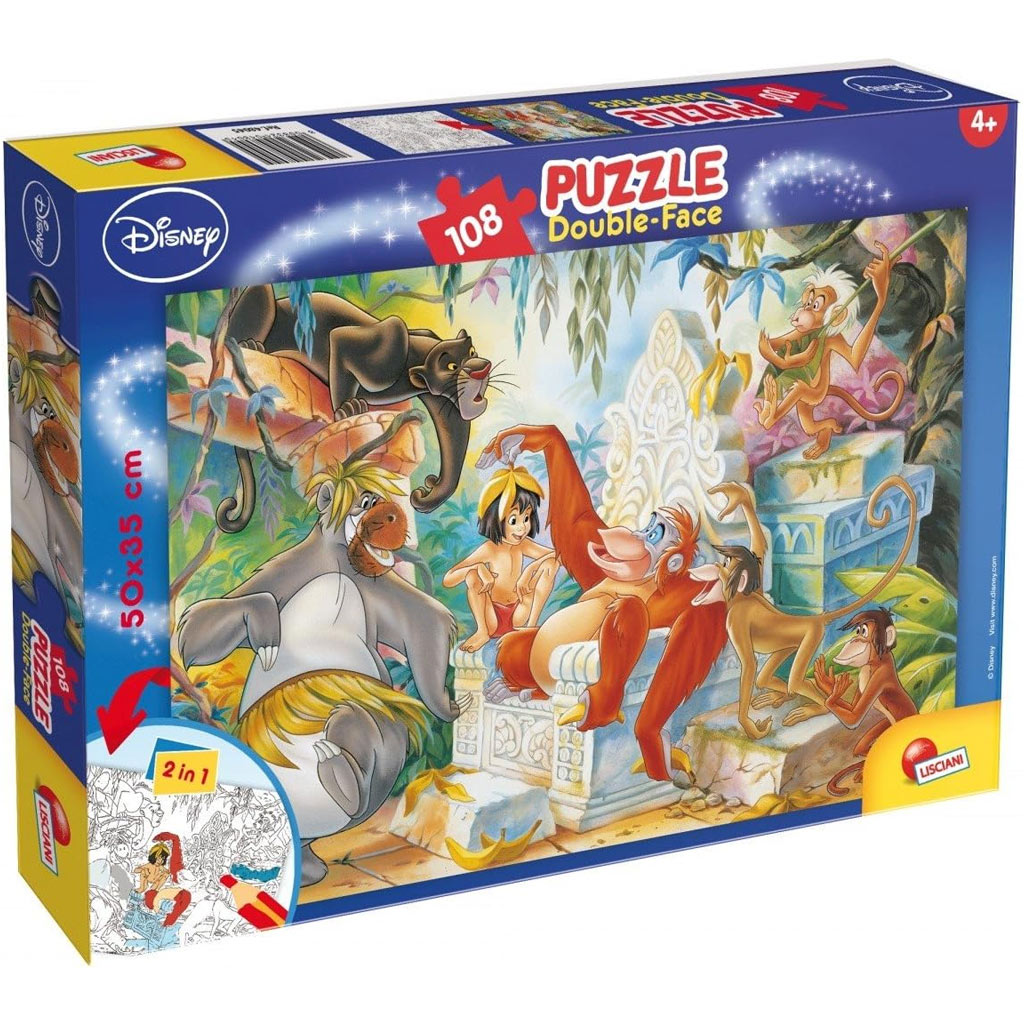 A Dzsungel könyve 2 az 1-ben 108db-os puzzle és színező 50x35cm - Lisciani kép 1