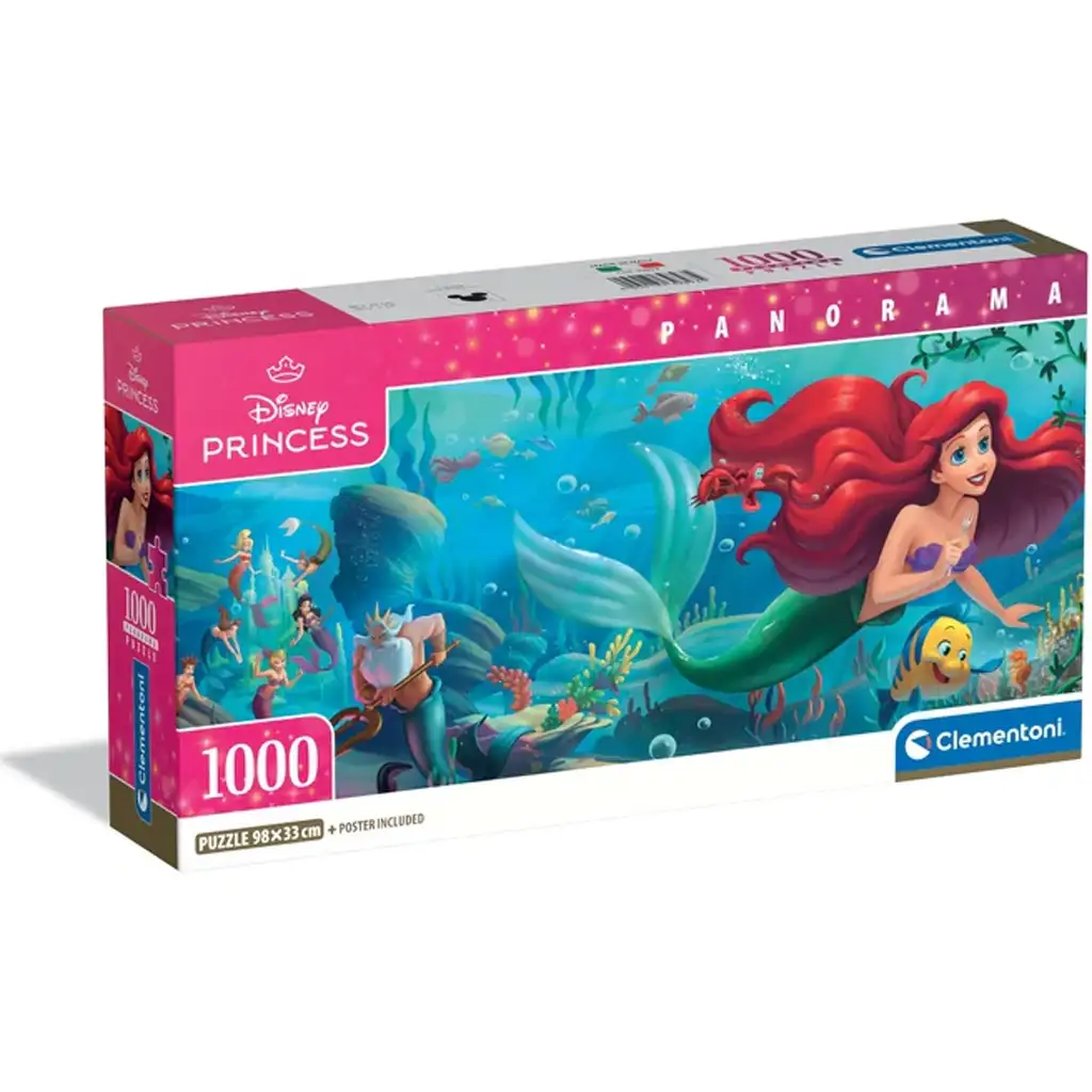 Disney+ - Die kleine Meerjungfrau 1000-teilige Panorama-Puzzle mit Poster - Clementoni