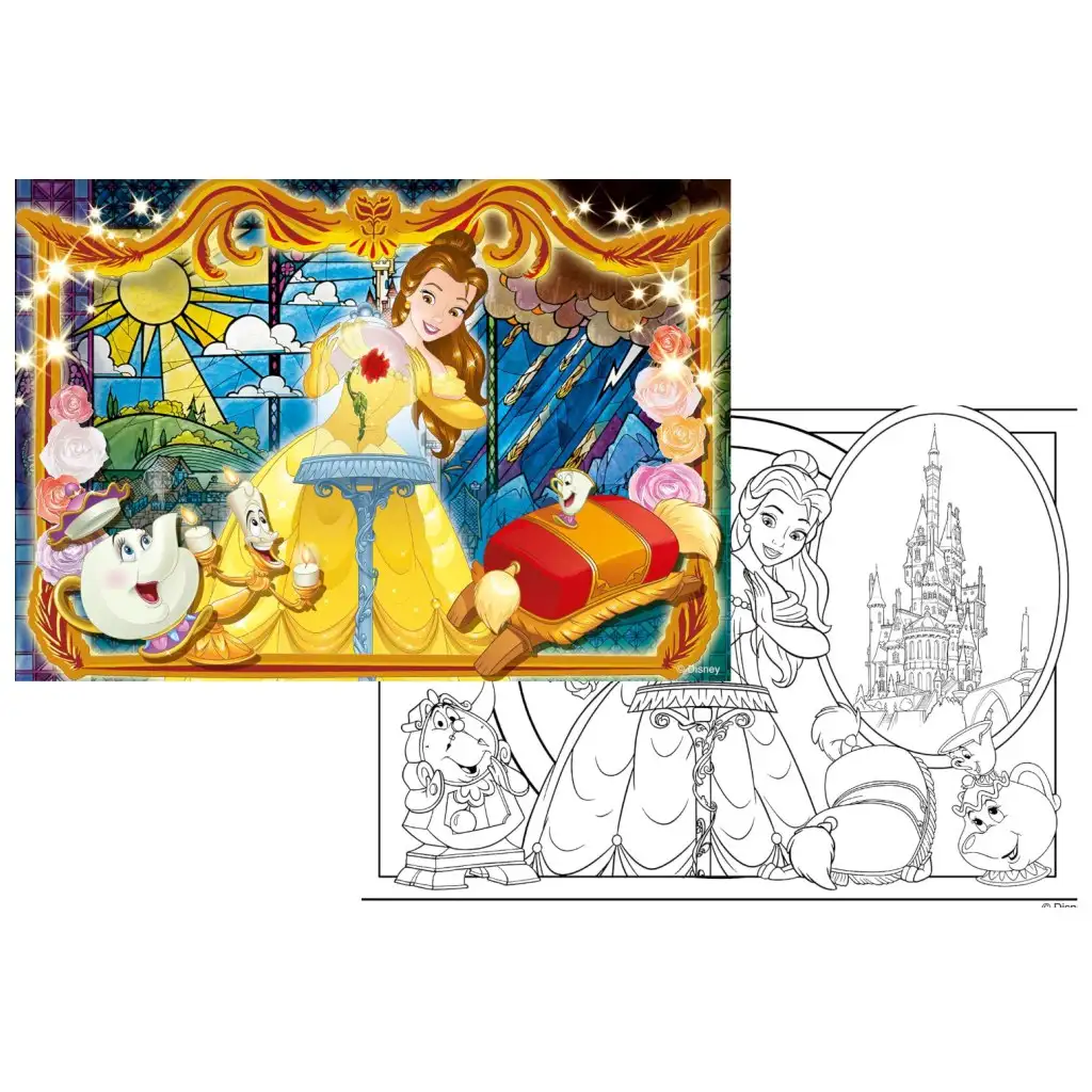 Die Schöne und das Biest Belle 2-in-1 Puzzle und Malset mit 108 Teilen, 70x50 cm - Lisciani kép 2