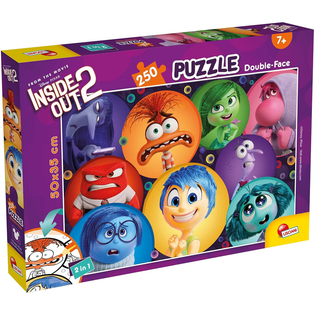 Inside Out 2 2-in-1 Puzzle mit 250 Teilen und Malbuch 50x35cm – Lisciani