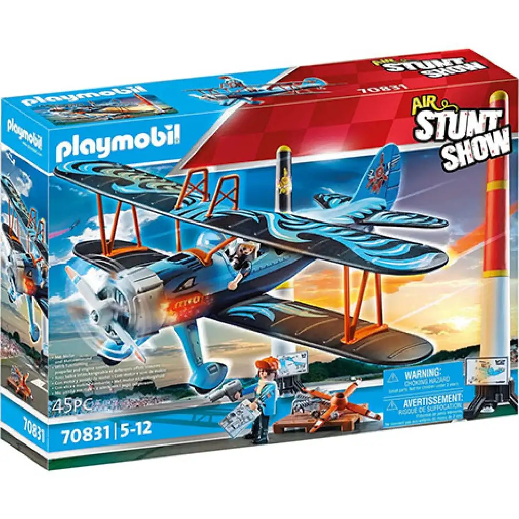 Playmobil: Air Stuntshow - "Főnix" kétfedelű repülő hanggal (70831) kép 1