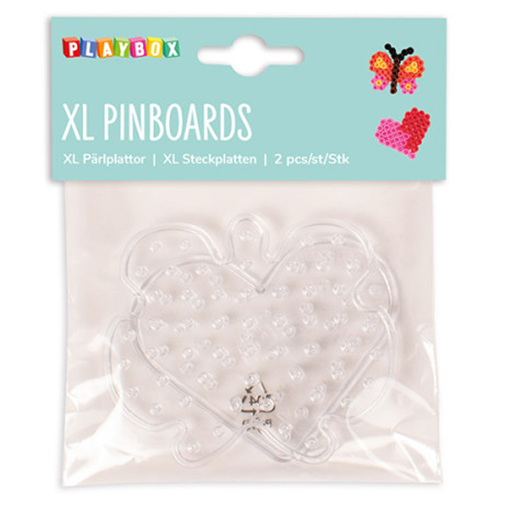 PlayBox: Bügelperlen-Grundplatte mit Herz- und Schmetterlingsform, 2er-Set