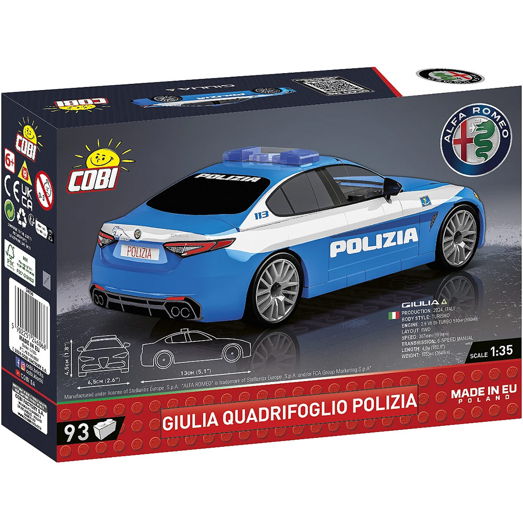 COBI: Alfa Romeo Giulia Quadrifoglio Polizeiauto Bauset (24606) kép 3
