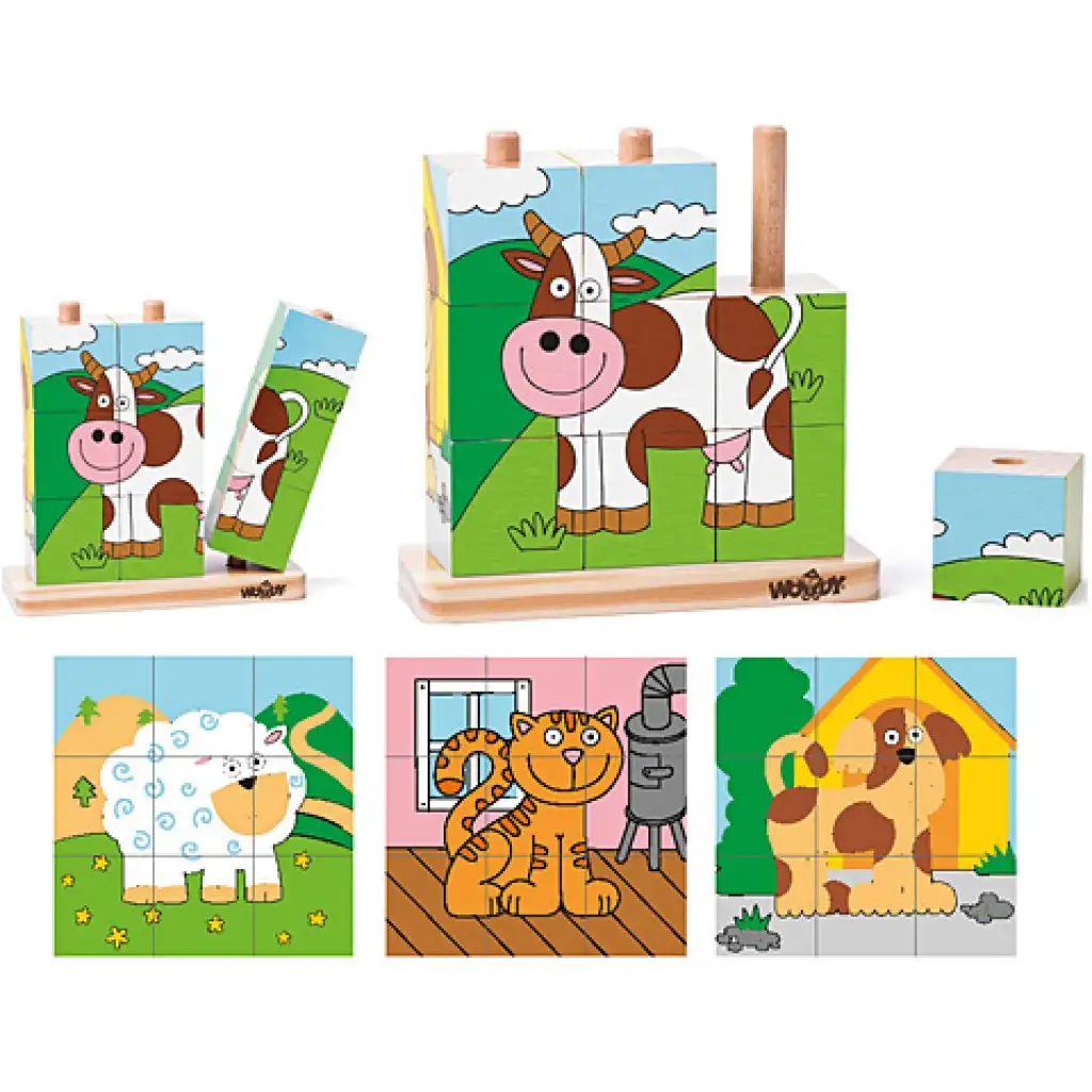 Tierischer Holzklotz-Puzzle-Spiel kép 2