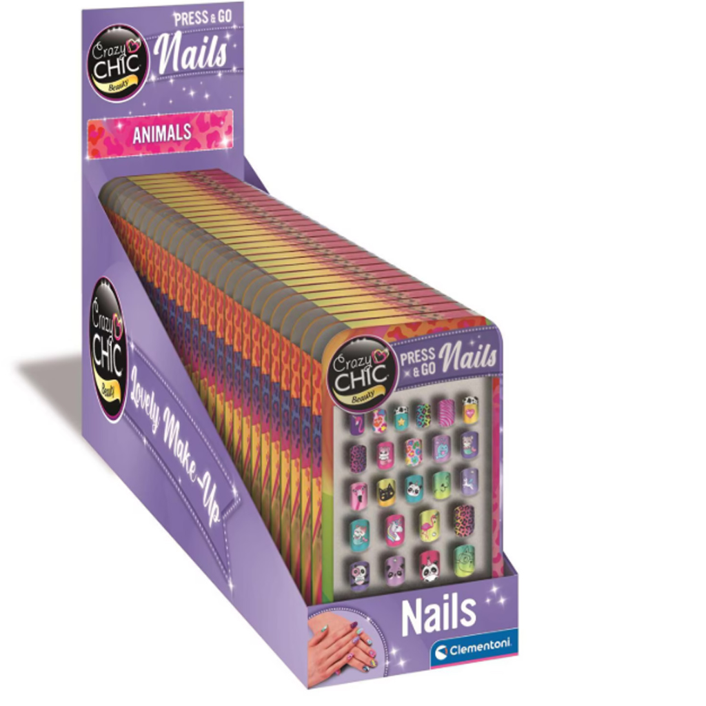 Crazy Chic Tiere Selbstklebende Kunstnägel Set – Clementoni