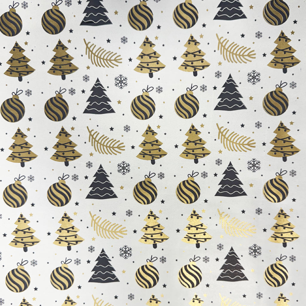 Geschenkpapier mit goldenen Zierkugeln, 200x70 cm