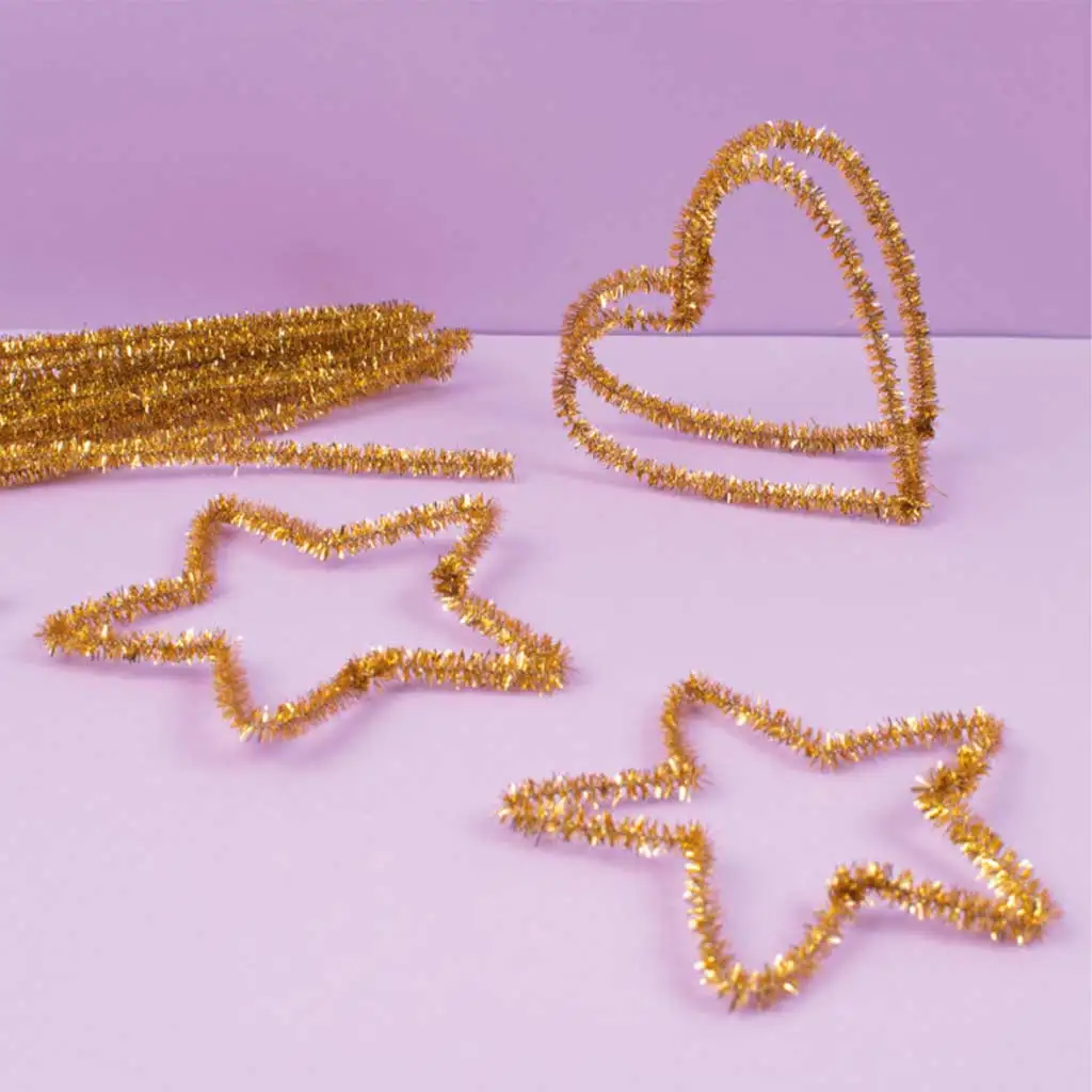 PlayBox: Goldfarbene Chenille-Fäden 100 Stück 6mm kép 2