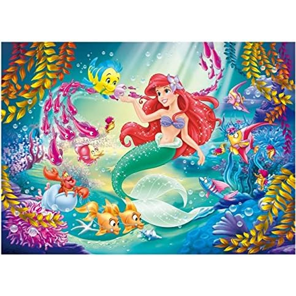 Ariel, die kleine Meerjungfrau 2-in-1 Puzzle und Malbuch mit 108 Teilen, 50x35 cm – Lisciani kép 2