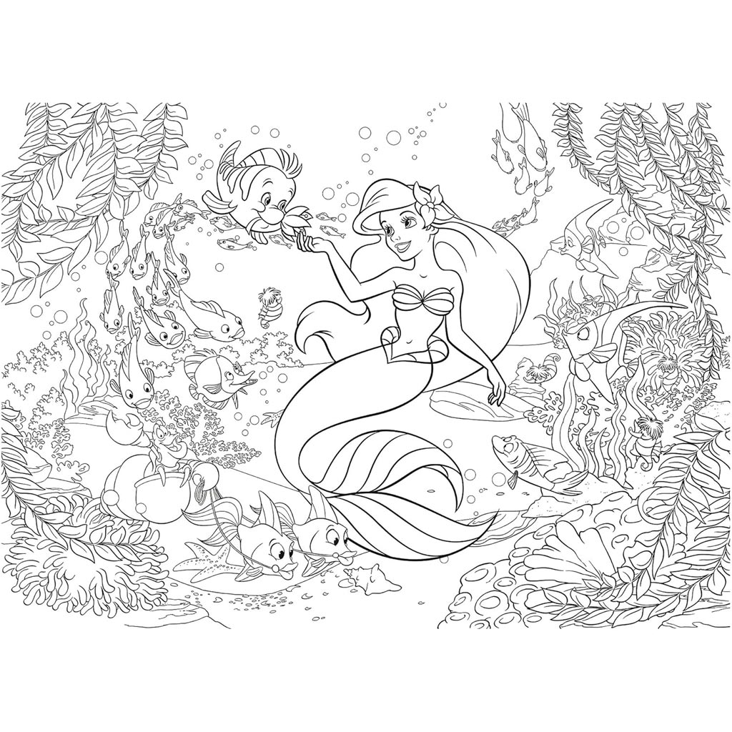 Ariel, die kleine Meerjungfrau 2-in-1 Puzzle und Malbuch mit 108 Teilen, 50x35 cm – Lisciani kép 3
